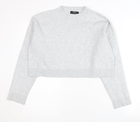 Bershka Women’s Grey Crew Neck Pullover Jumper Size 8
