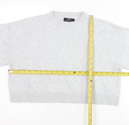 Bershka Women’s Grey Crew Neck Pullover Jumper Size 8