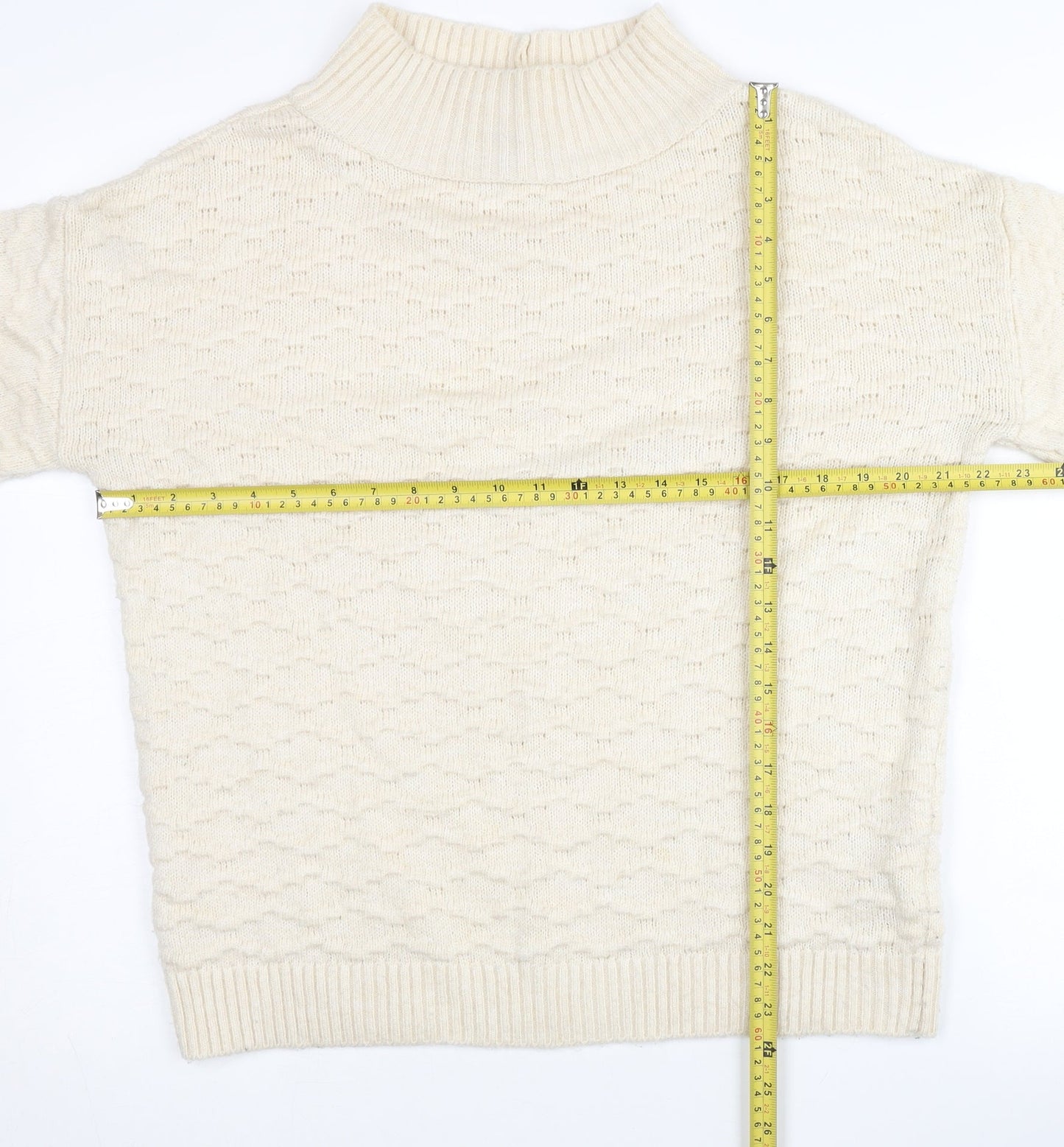 Next Women’s Ivory Mock Neck Knit Jumper Size M Acrylic Blend