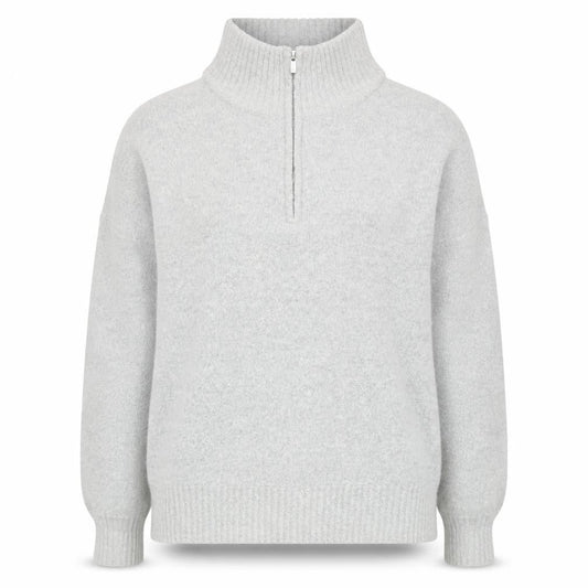 Front view of French Connection Women’s Grey XS 1/4 Zip High Neck Knit Jumper