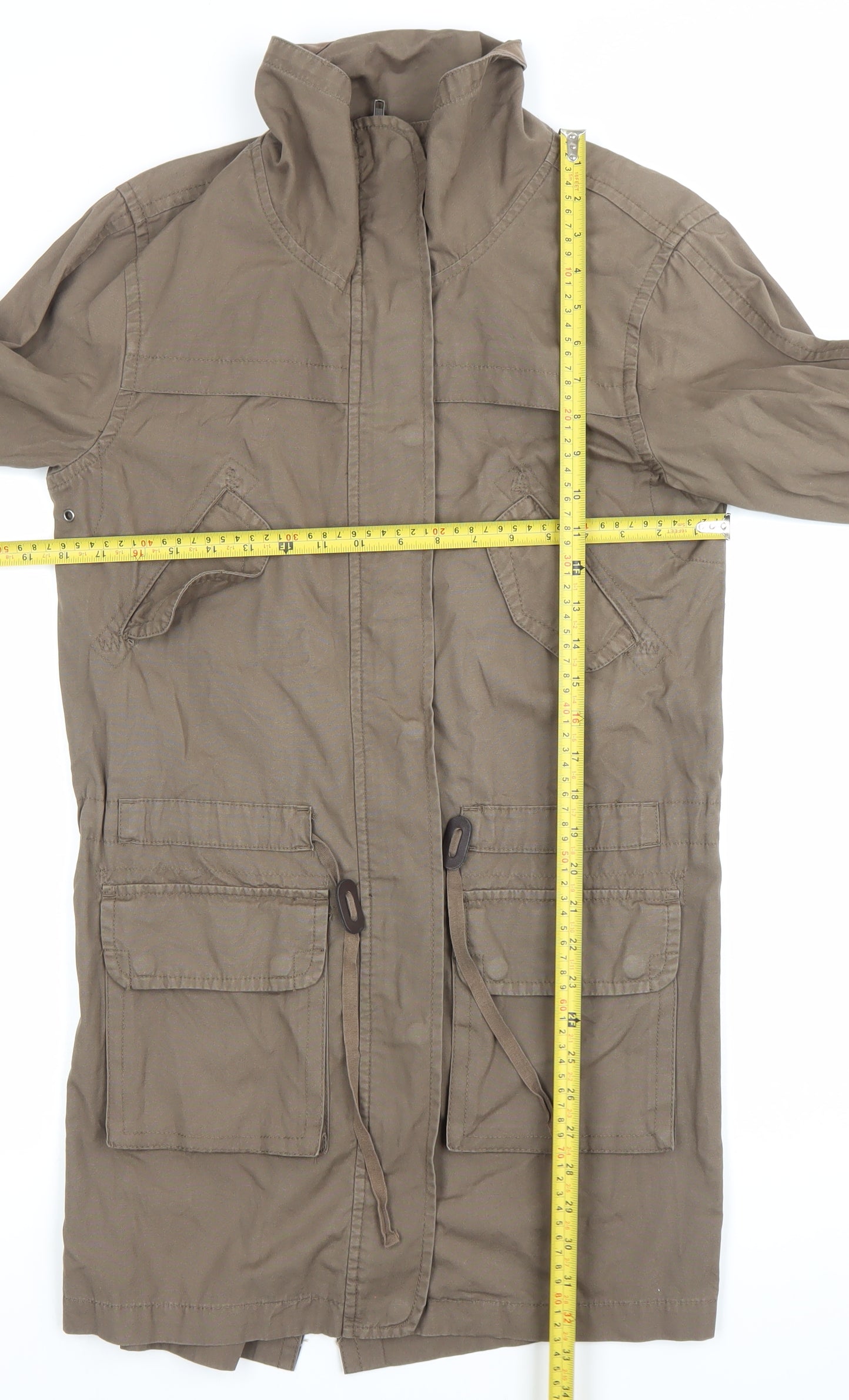 Cherokee Womens Brown Cotton Parka Jacket Size 8 Long Sleeve
