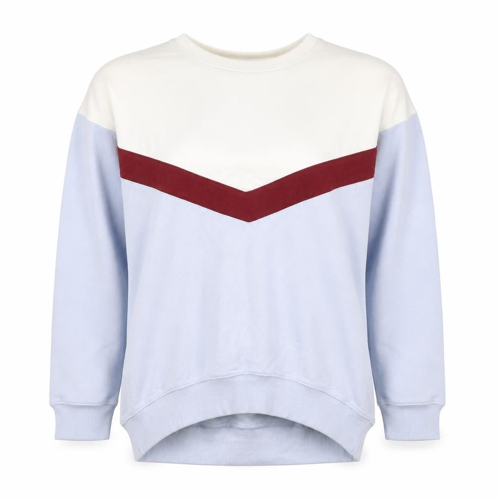 New Look Womens Sweatshirt Blue Colourblock Size 8 Pullover Casual