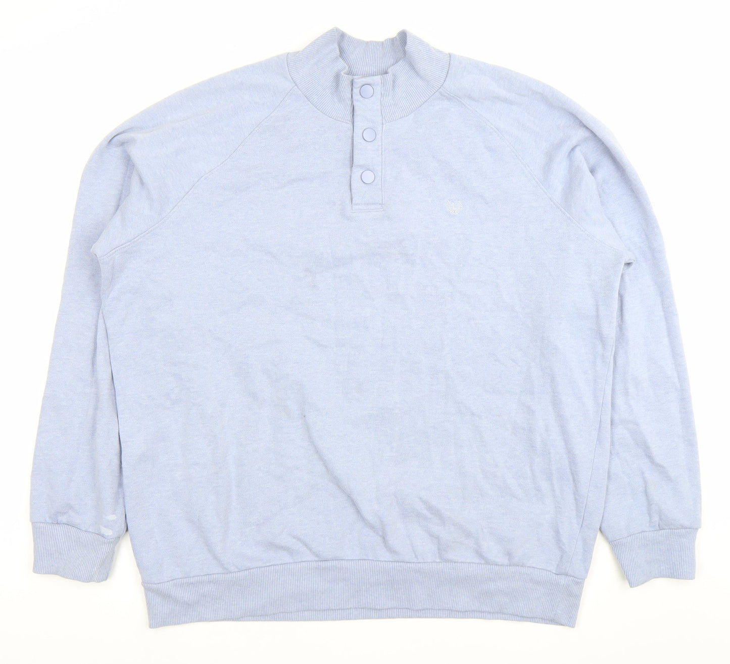 Lincoln Men’s Blue XL Henley Sweatshirt Button Neck Cotton Blend