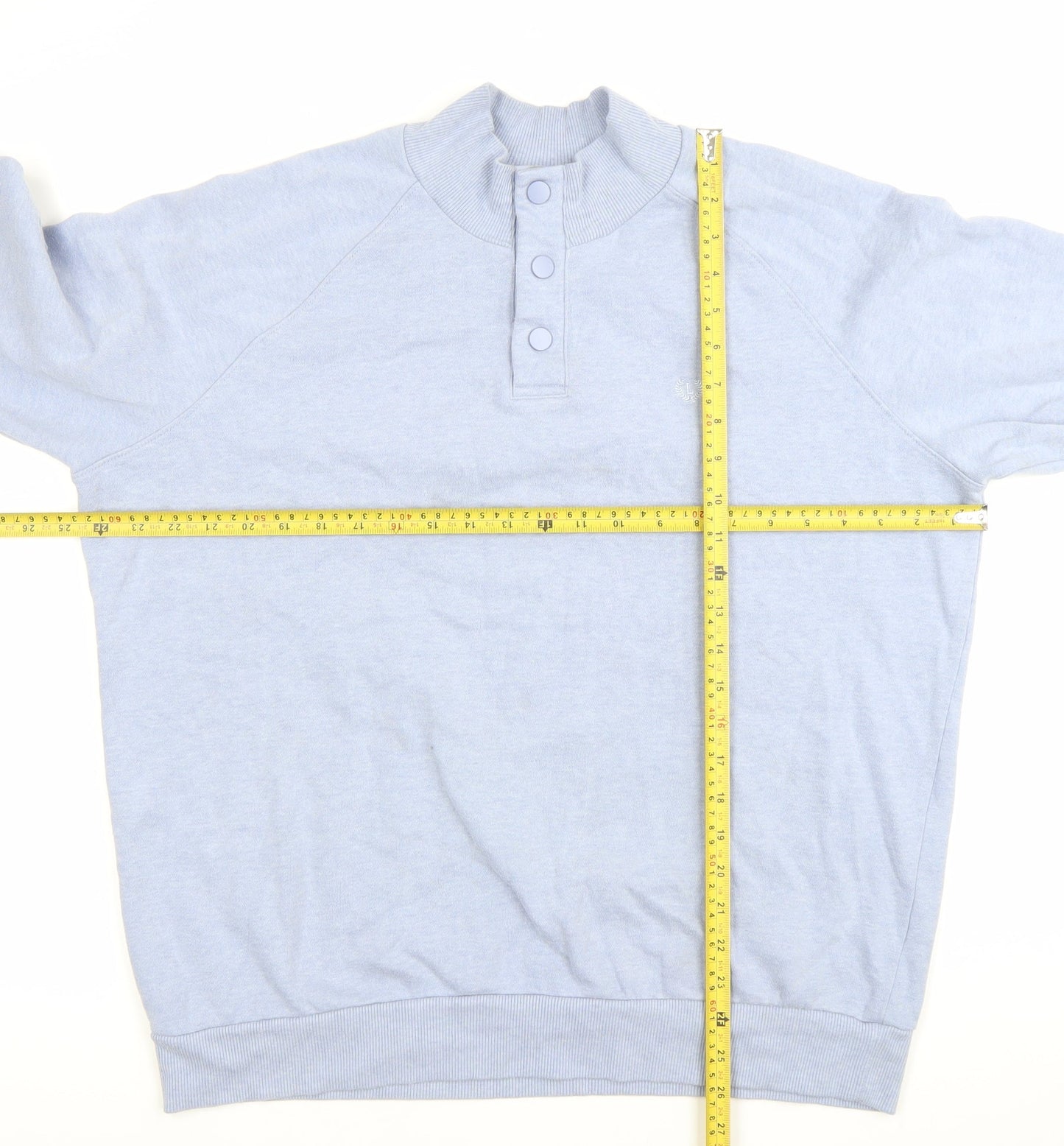 Lincoln Men’s Blue XL Henley Sweatshirt Button Neck Cotton Blend