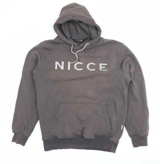 Nicce Men’s Grey Pullover Hoodie Small Logo Fleece Sweatshirt