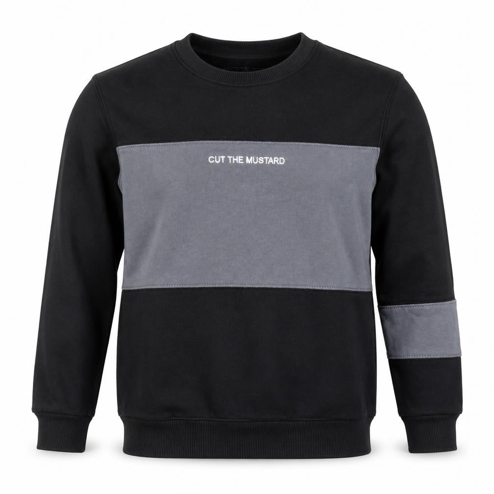 Pull&Bear Men’s Black Grey Colour Block Sweatshirt Size S