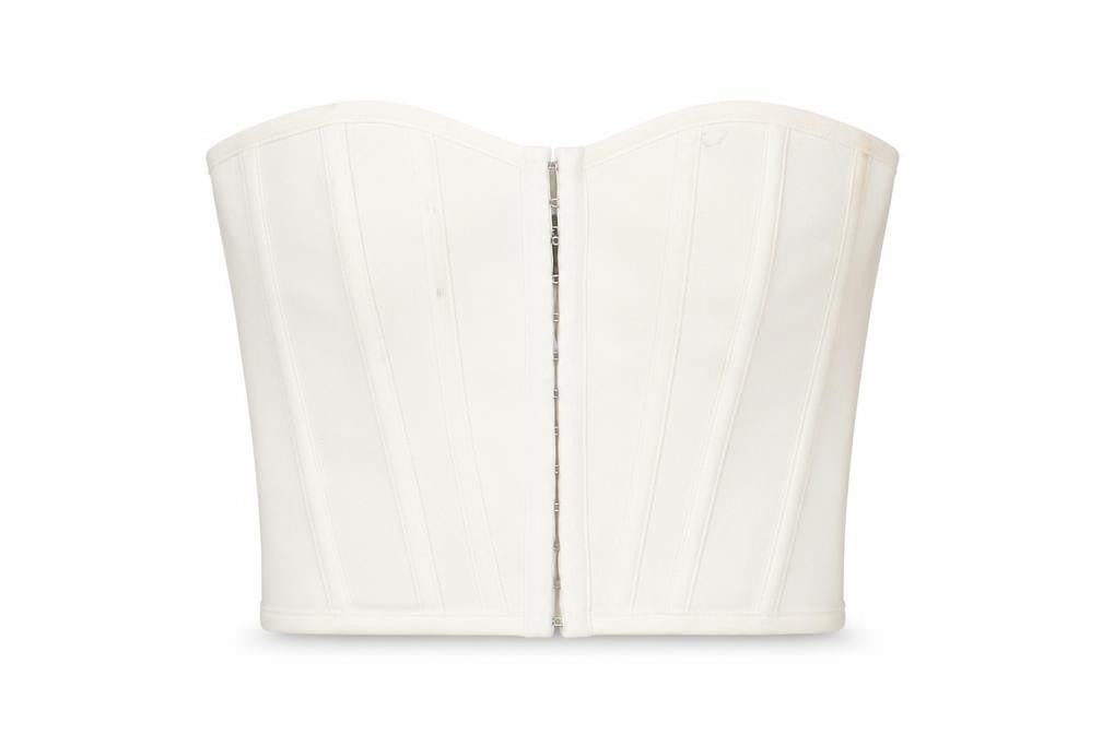 PRETTYLITTLETHING Women White Size 6 Strapless Slim Fit Camisole Top