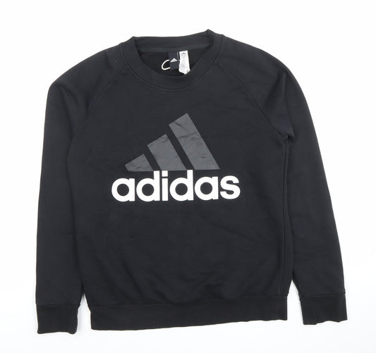 Adidas Womens Black Pullover Sweatshirt Size 12 Logo Sports Top