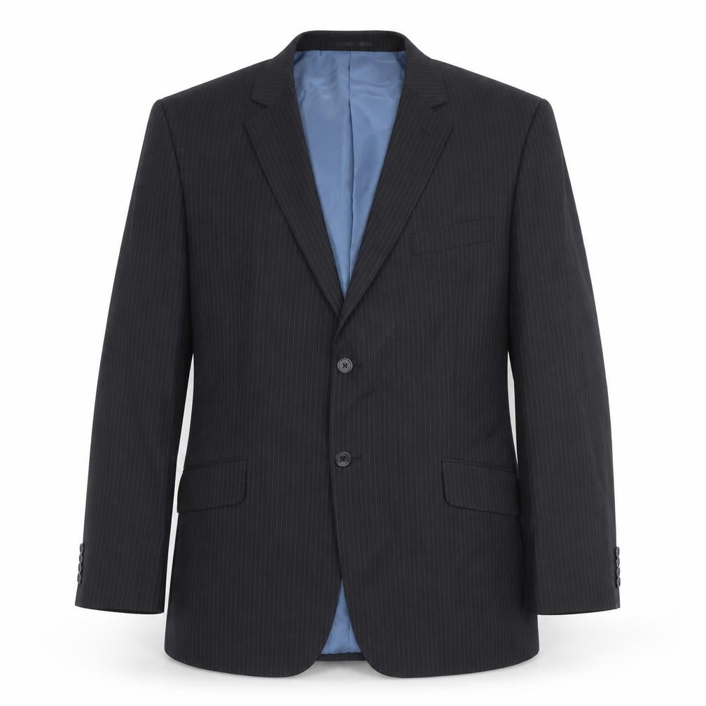 F&F Men's Black Pinstripe 46 Blazer Jacket Formal Wedding