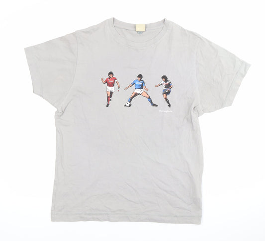 Transalpino Men’s Grey Graphic Football Print T-Shirt Size S