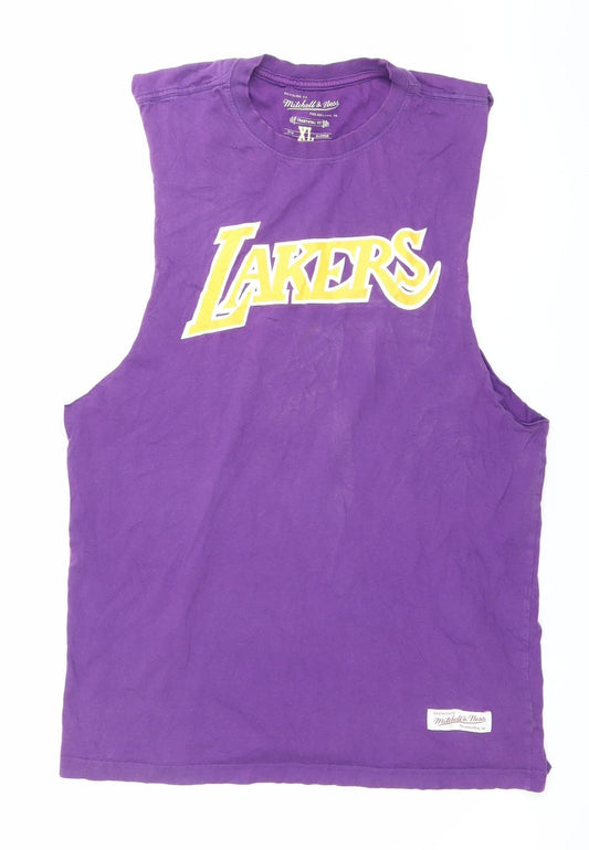 Mitchell & Ness Men's Purple XL Sleeveless Lakers Graphic T-Shirt