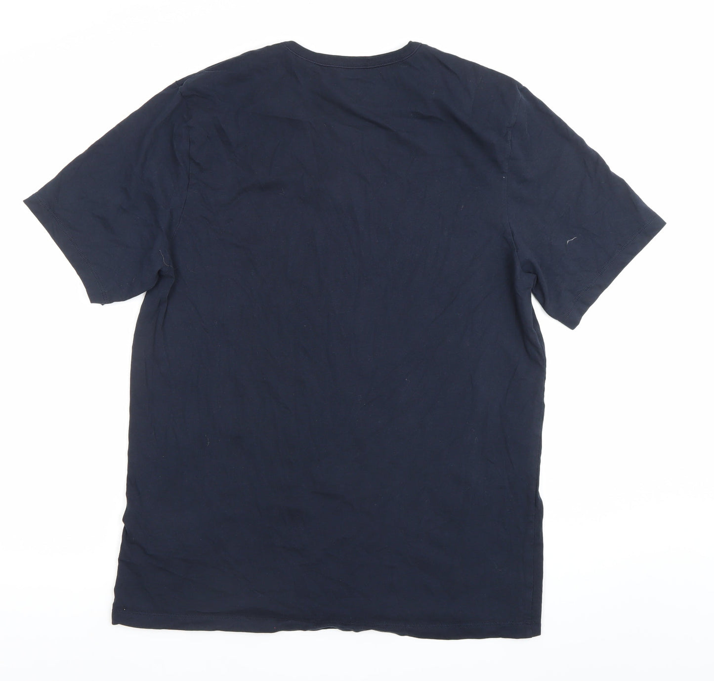 BOSS Mens Blue XL Crew Neck Cotton Logo Short Sleeve T-Shirt
