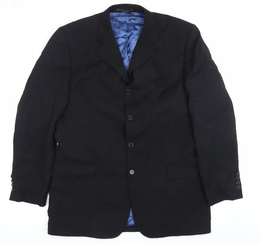 Daniel Hechter Men's Black Wool Blazer Jacket 42 Long Classic