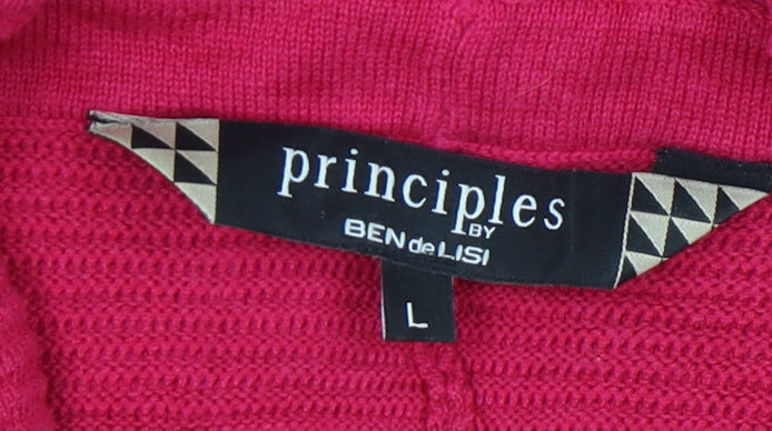 Principles by Ben de Lisi Womens Pink Cardigan L Knit Open Front