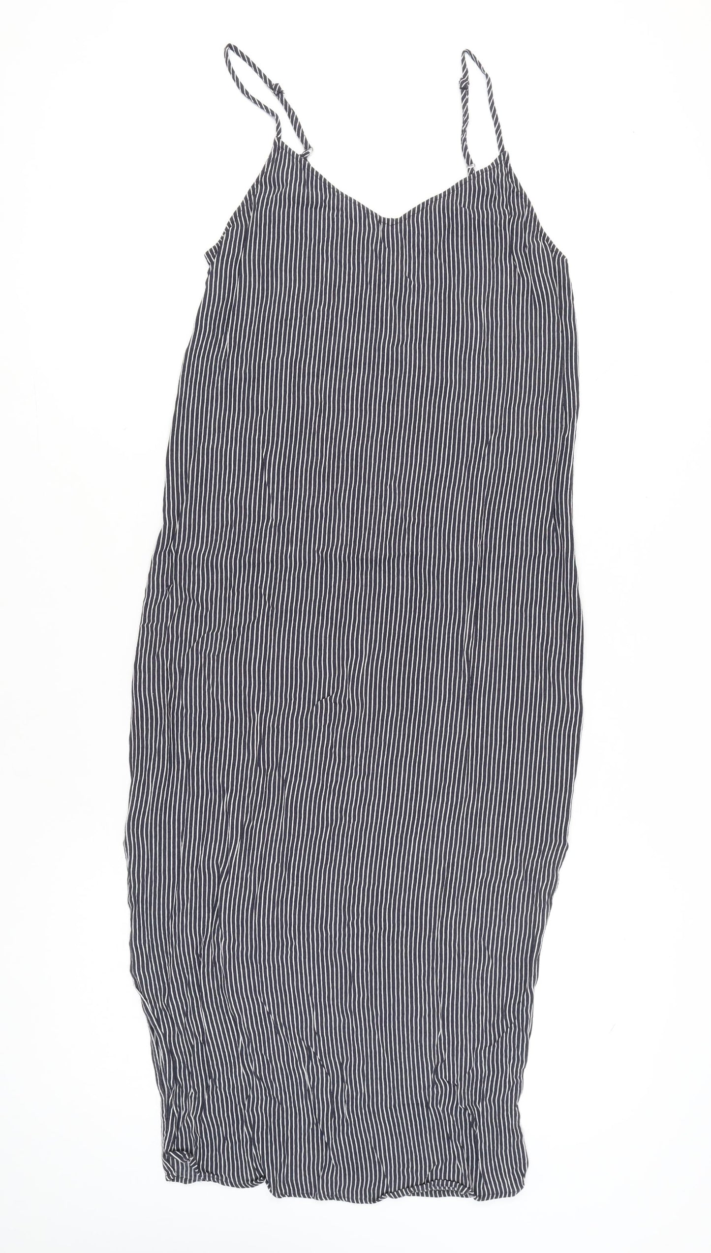 Marks and Spencer Women’s Blue Striped Midi Slip Dress Size 10