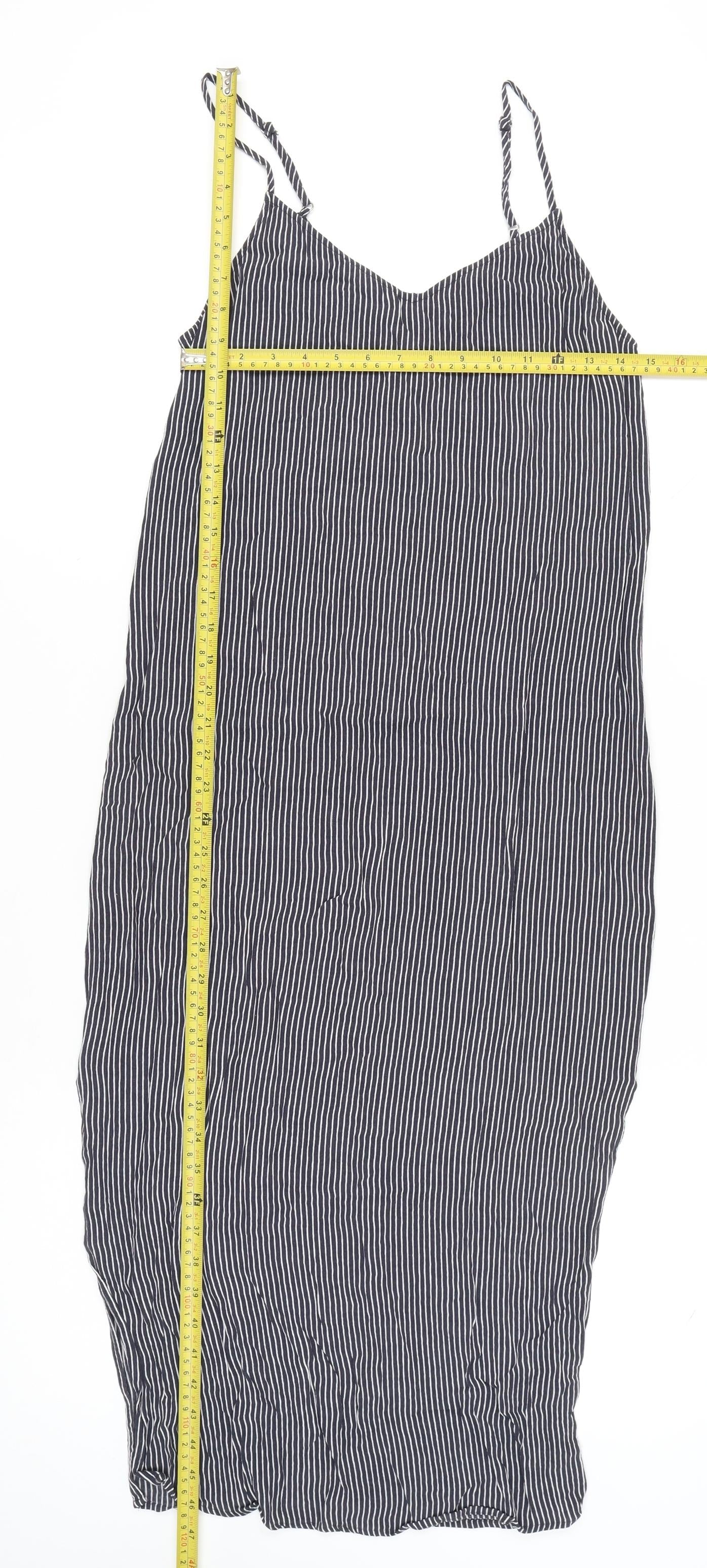 Marks and Spencer Women’s Blue Striped Midi Slip Dress Size 10
