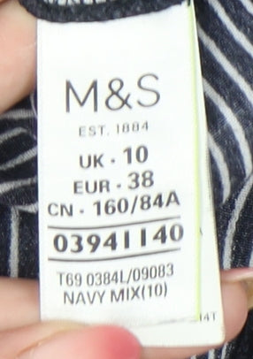 Marks and Spencer Women’s Blue Striped Midi Slip Dress Size 10