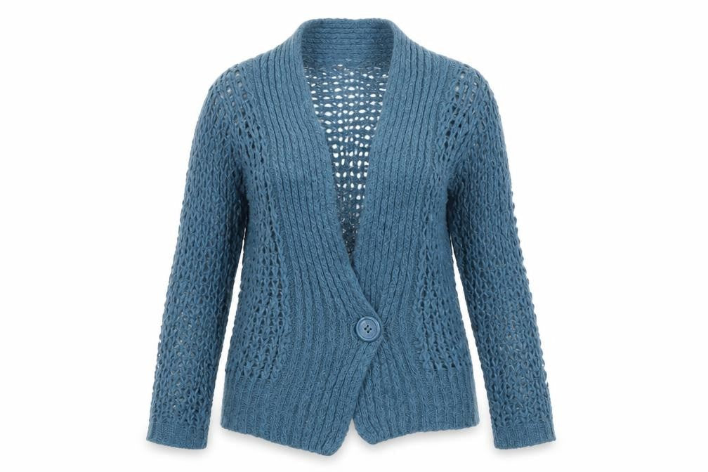 FatFace Women’s Blue Mohair Blend Cardigan Size 8 Open Knit