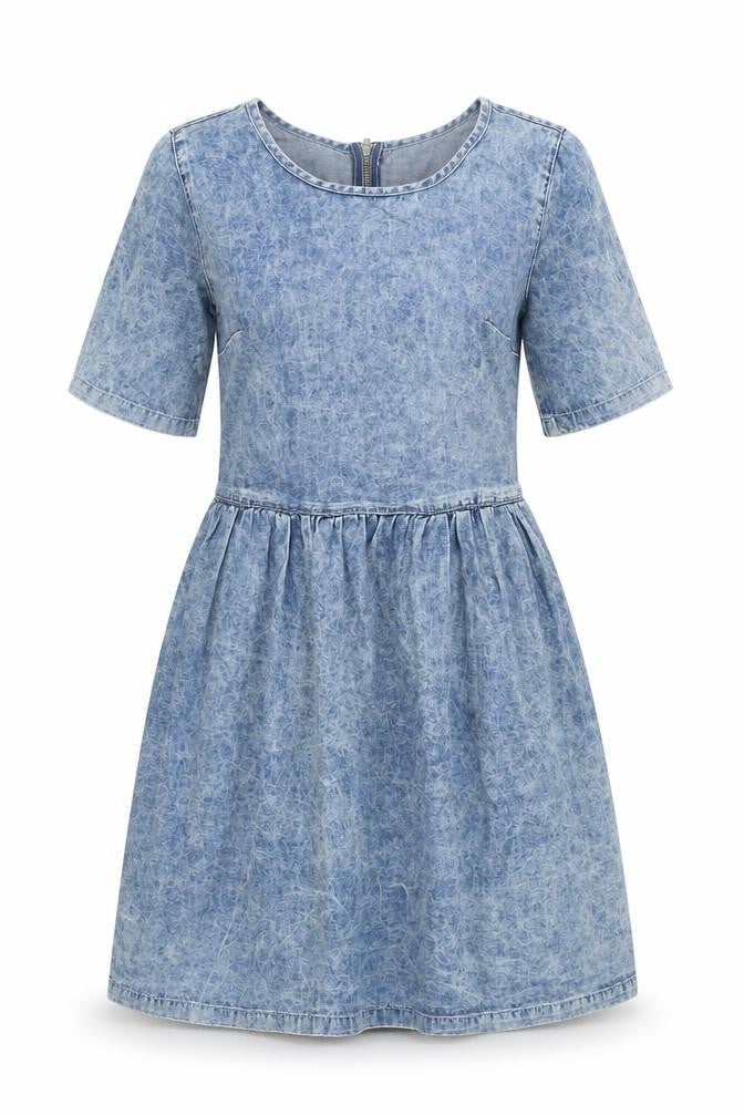 New Look Women’s Blue Denim Skater Dress Size 8 Knee Length