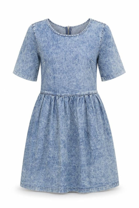 New Look Women’s Blue Denim Skater Dress Size 8 Knee Length
