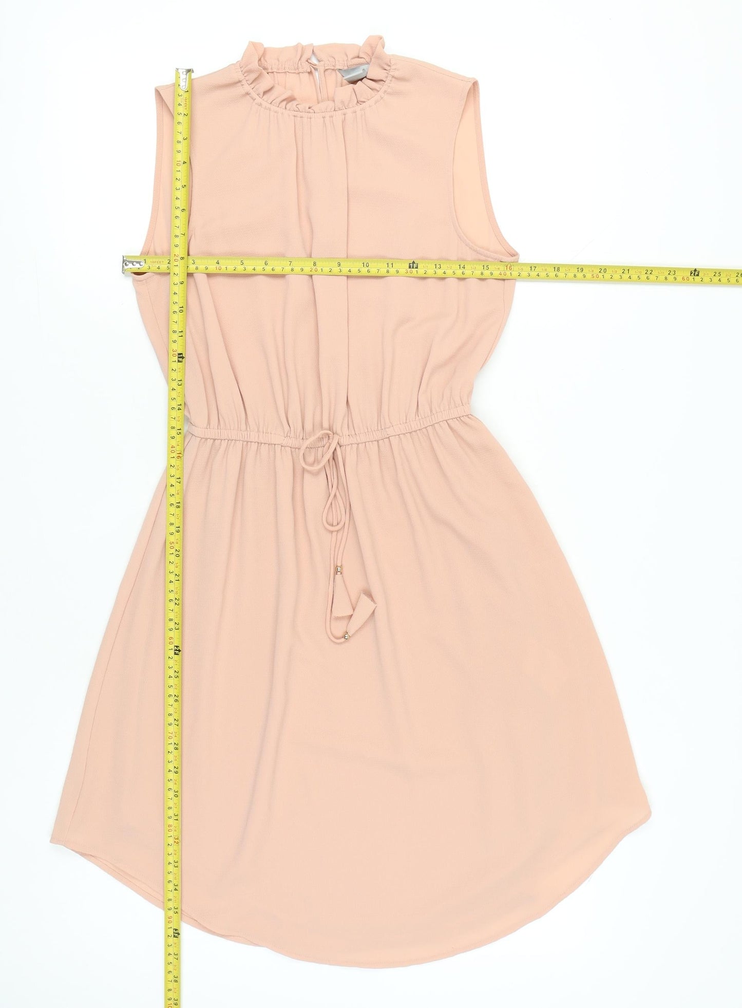 H&M Women’s Beige Knee Length Sleeveless Shift Dress Size 6