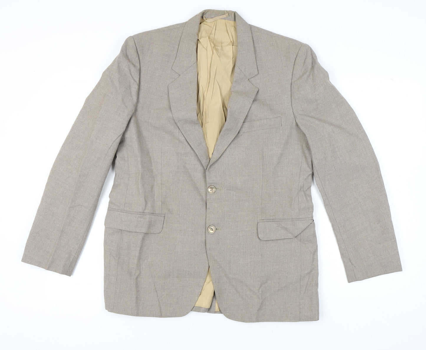 Finesse Men's Beige Blazer Jacket 42R Classic Notch Lapel Formal