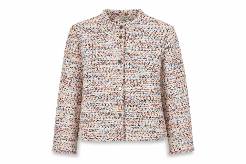 H&M Women’s Multicoloured Bouclé Cropped Suit Jacket Size 8