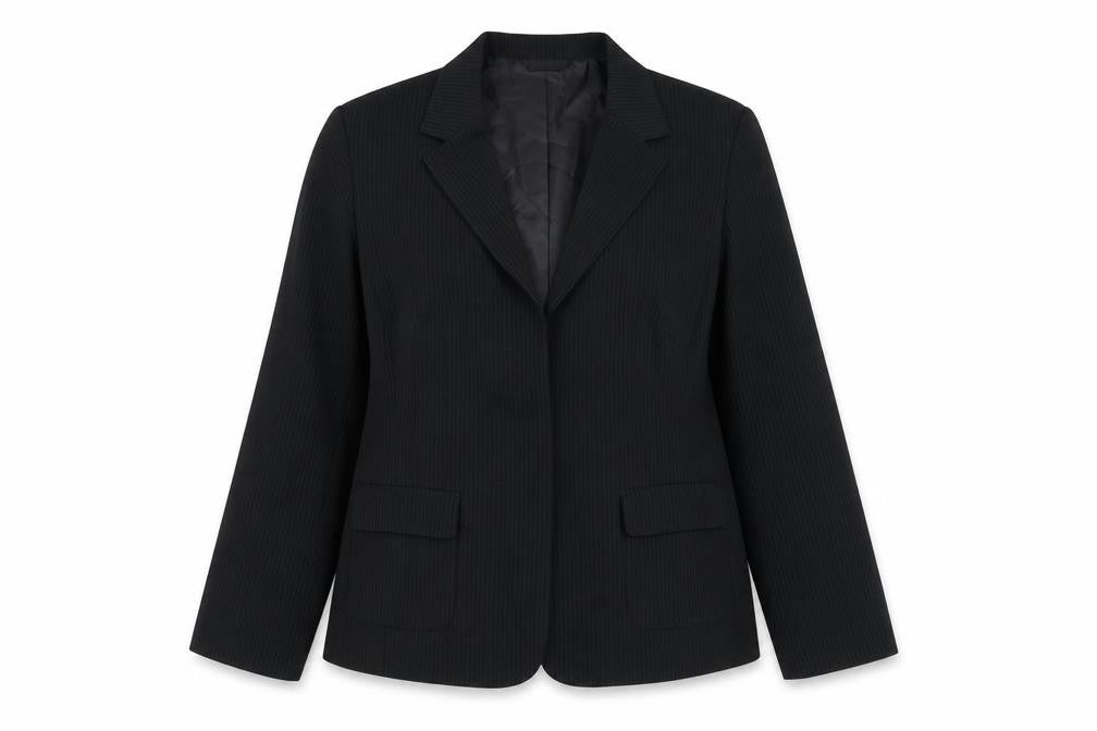 Next Womens Black Pinstripe Blazer UK 18 Regular Fit Work Jacket