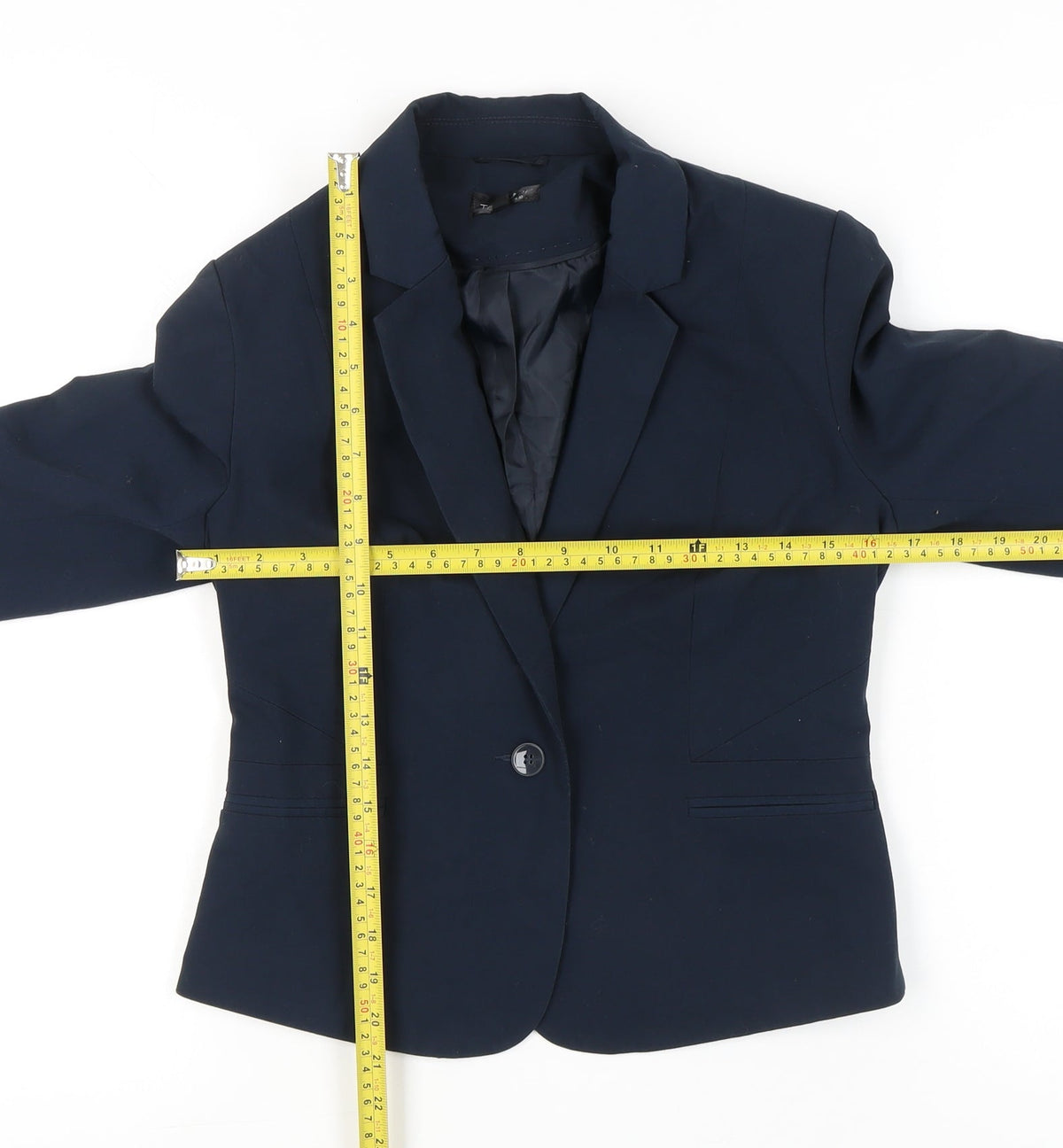Topshop Women’s Blue Blazer UK 10 Regular Fit One Button Tailored Jacket