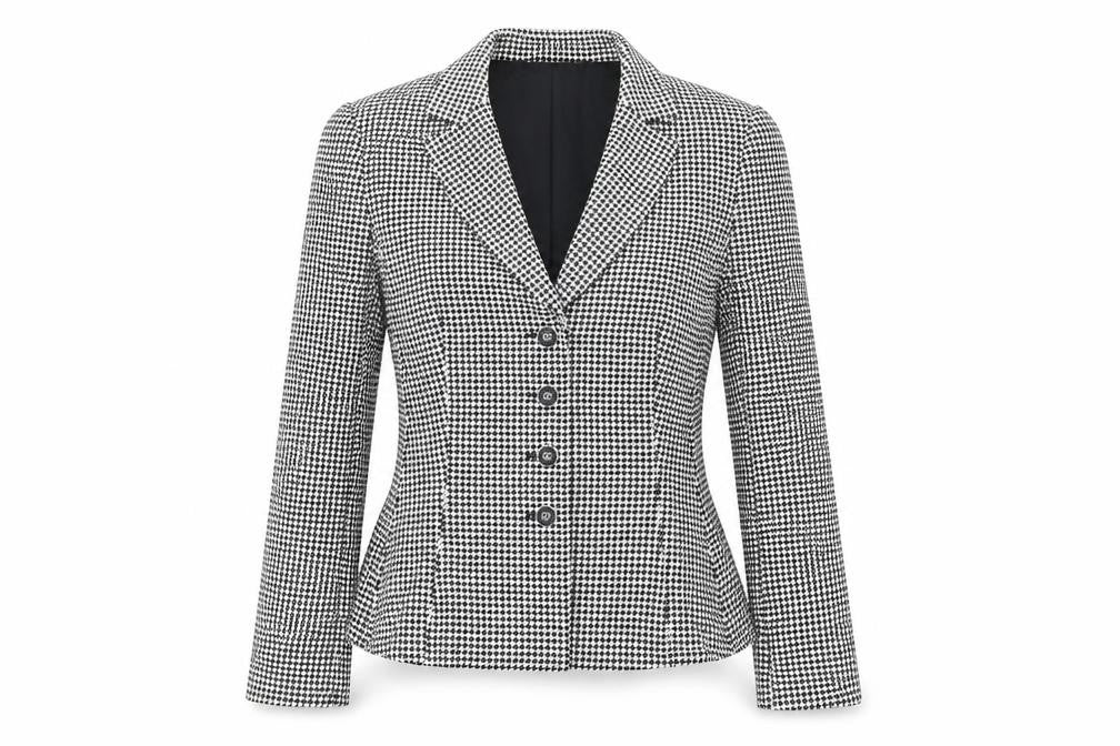 Élégance Paris Women's Black Houndstooth Blazer Size 12