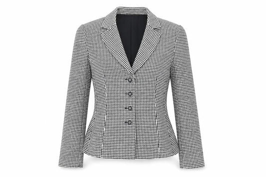 Élégance Paris Women's Black Houndstooth Blazer Size 12