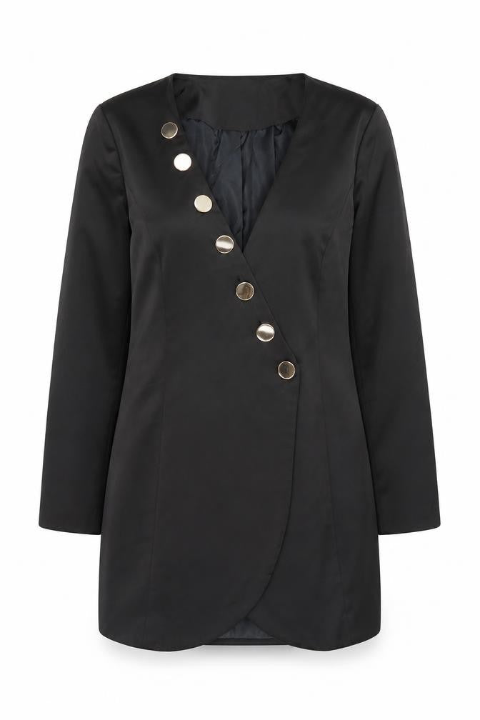 Boohoo Women Black Size 14 Shift Mini Dress Long Sleeve V-Neck