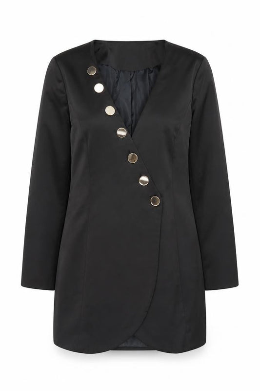Boohoo Women Black Size 14 Shift Mini Dress Long Sleeve V-Neck