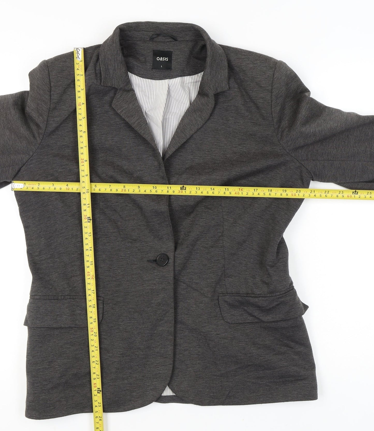 Oasis Women’s Grey Blazer Jacket L Regular Fit Business Casual