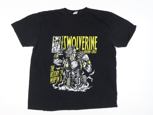 Gildan Men’s Black 2XL Wolverine Marvel Graphic Print T-Shirt