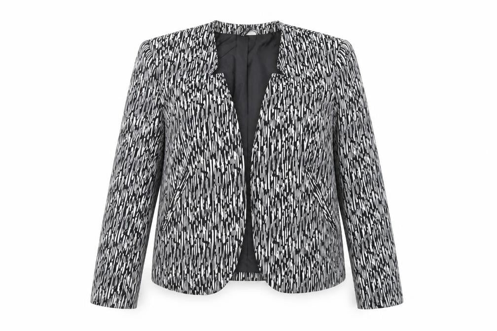 H&M Divided Womens Black White Geometric Blazer Size 16