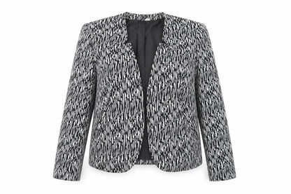 H&M Divided Womens Black White Geometric Blazer Size 16