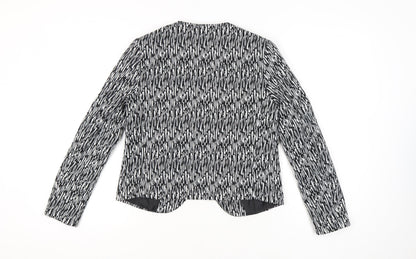 H&M Divided Womens Black White Geometric Blazer Size 16