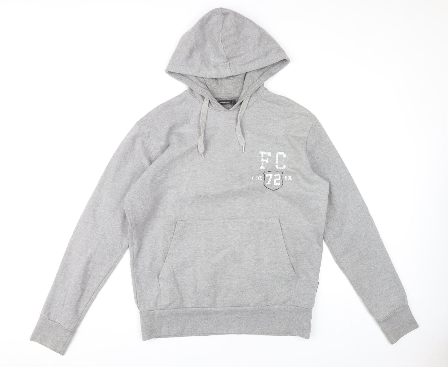 French Connection Mens Grey Pullover Hoodie Size M Logo Graphic