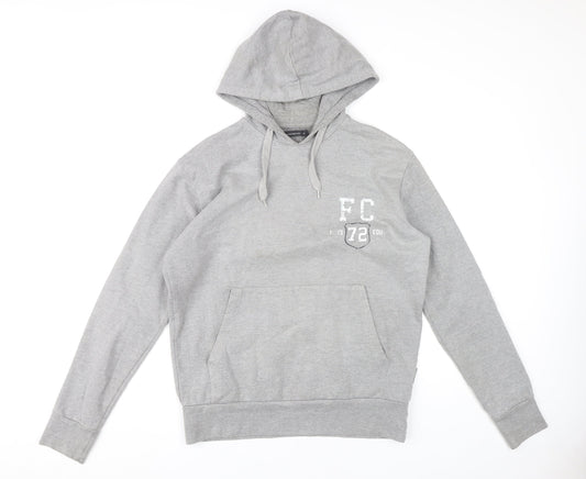 French Connection Mens Grey Pullover Hoodie Size M Logo Graphic