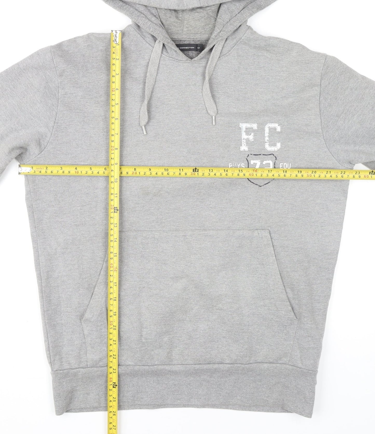 French Connection Mens Grey Pullover Hoodie Size M Logo Graphic