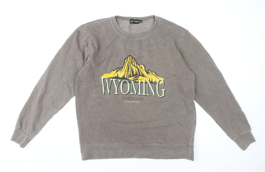 PrettyLittleThing Women’s Brown Graphic Sweatshirt XS Wyoming Print