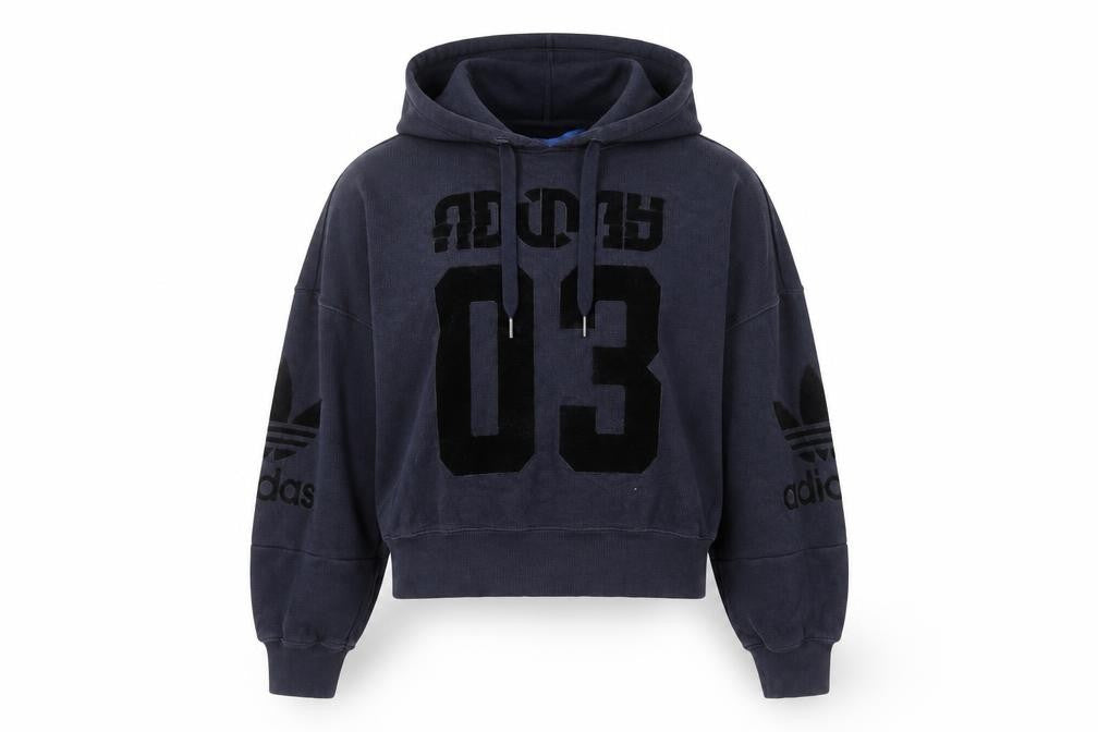 Adidas Womens Blue Cotton Pullover Hoodie Size 10 Long Sleeve