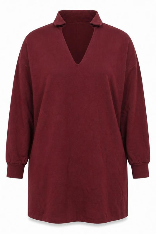 ASOS Women’s Red Shift Knee Length Dress Size 16 Long Sleeve V-Neck