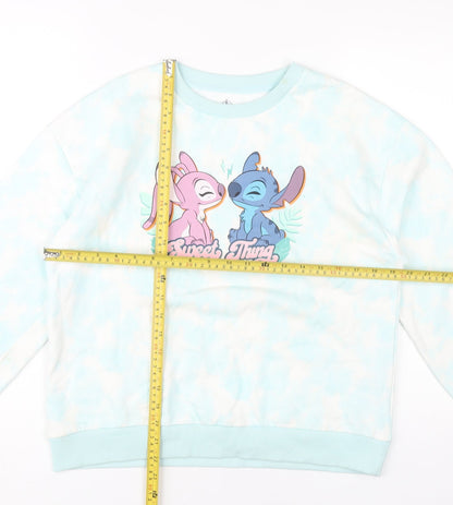 Back view of Disney girls’ blue stitch sweatshirt 11-12y pullover long sleeve casual