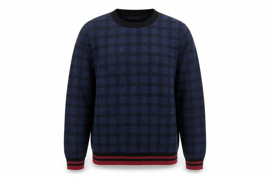 Topman Men’s Blue Check Crew Neck Jumper Pullover Size M Regular Fit