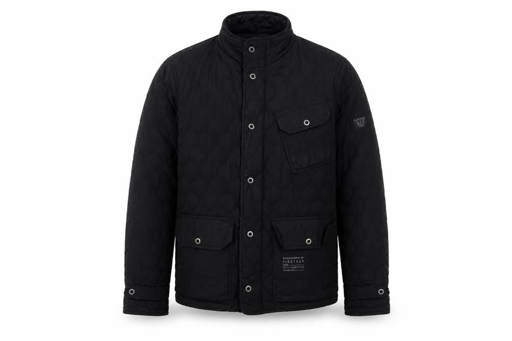 Firetrap Men’s Black Quilted Mid-Length Casual Jacket Size M