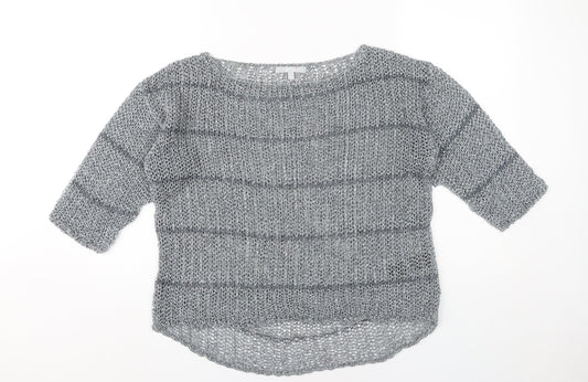 Marks and Spencer Women’s Grey Open-Knit Pullover Jumper Medium