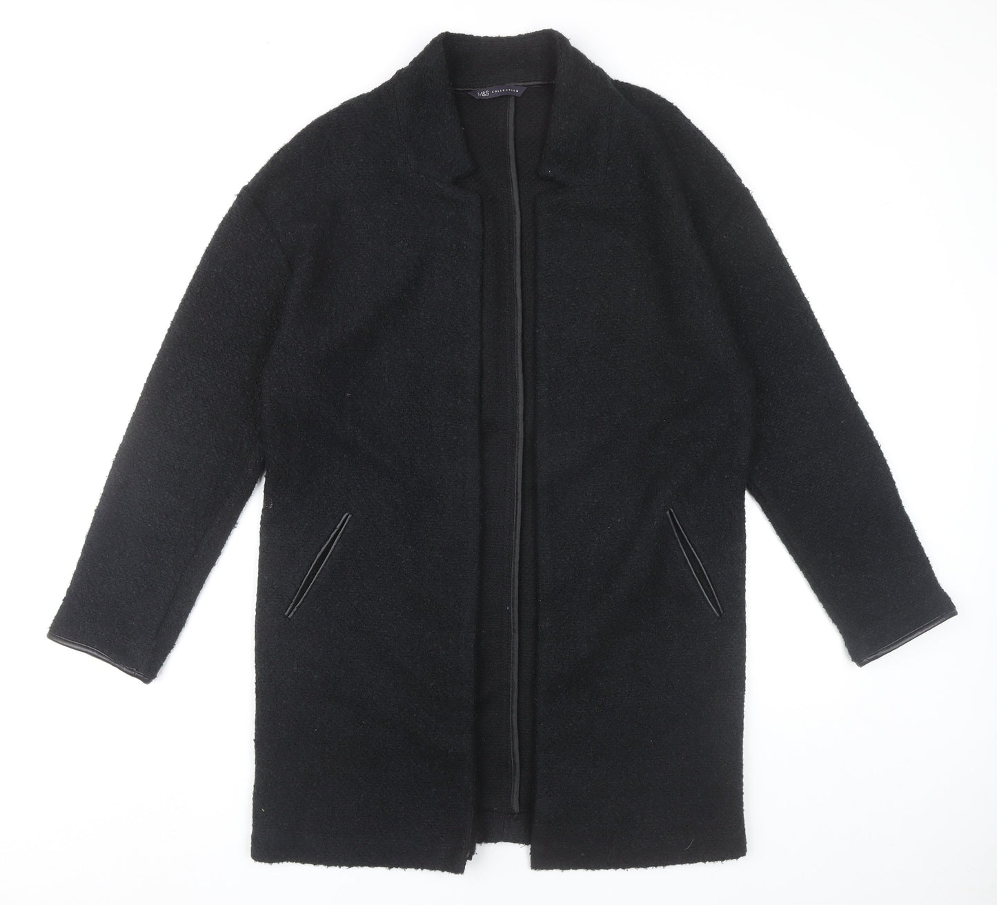 Marks and Spencer Womens Black Collared Longline Cardigan Size 10