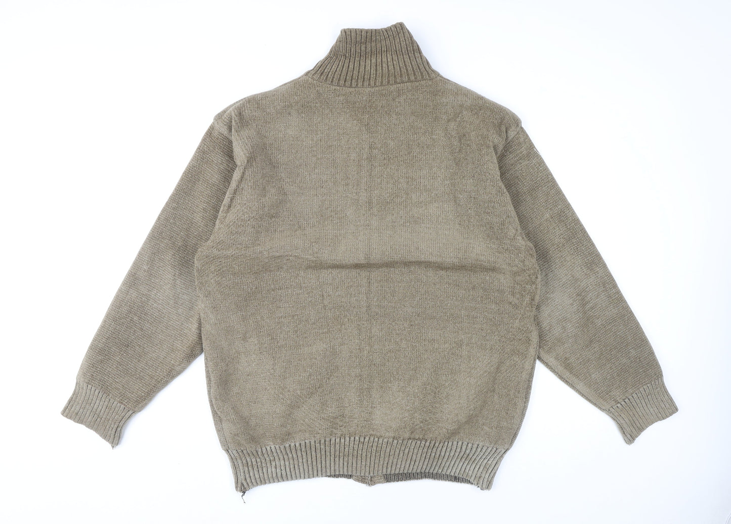 Raphael Valencino Men's Beige XL Knit Zip Jacket Retro Style